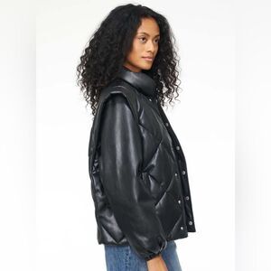 Pistola Calista Faux Leatherher Puffy Jacket withh t sleeves